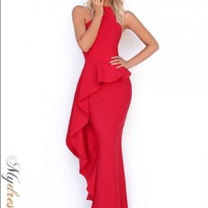 Black one shoulder evening gown